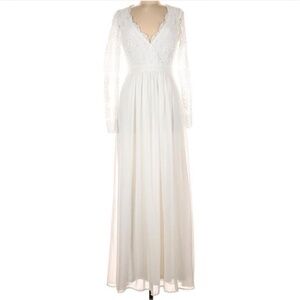 Lulus white lace boho open back maxi dress